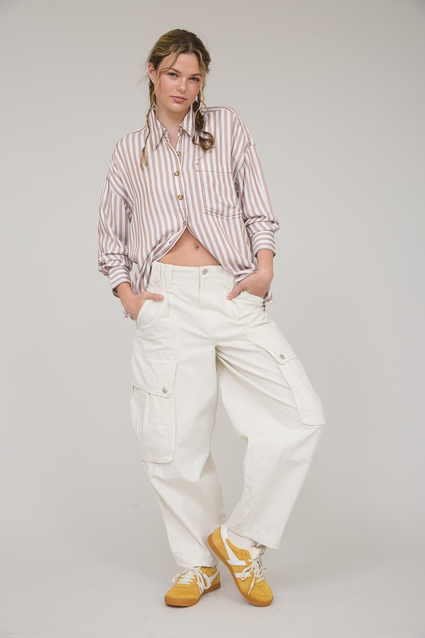 Brown Striped Button Down