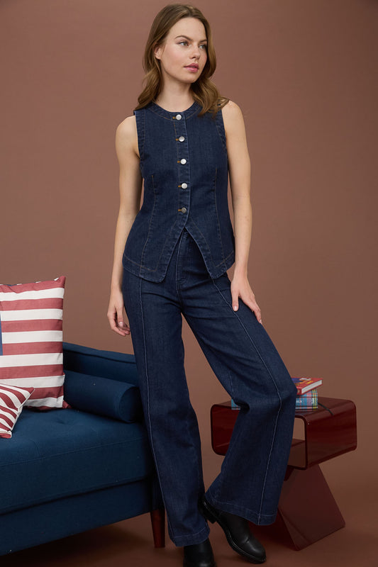 Dark Denim Vest & Pant Set