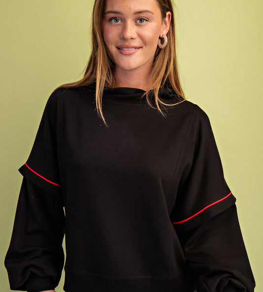 Black Mock Neck Sweatshirt & Pant Set