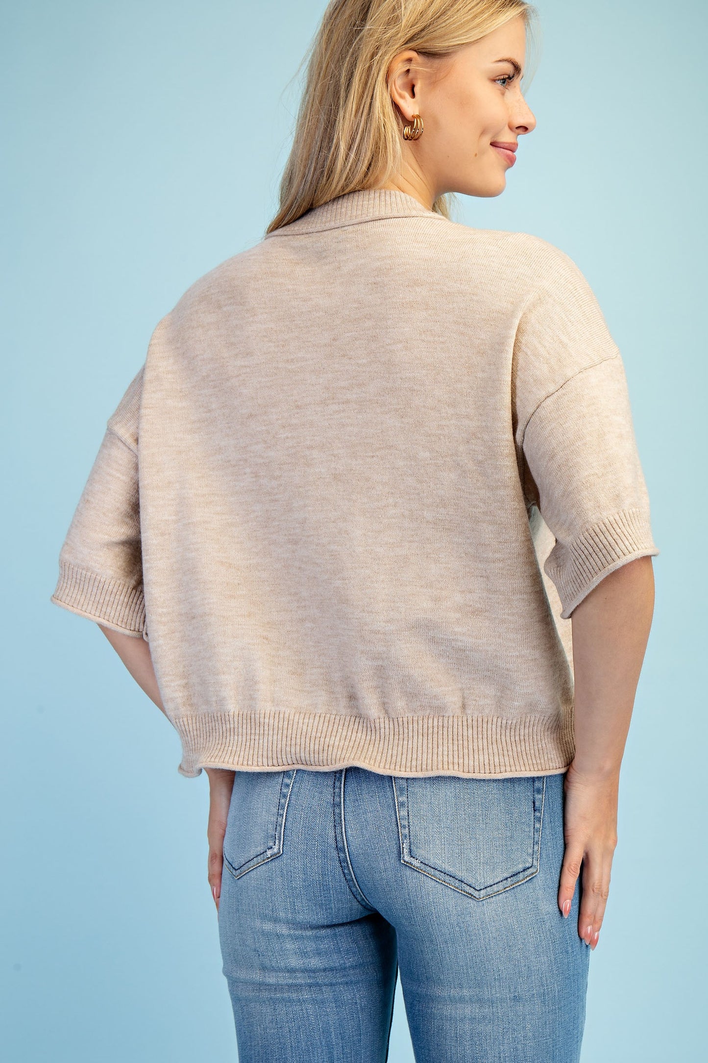 Horse Motif Oatmeal Sweater