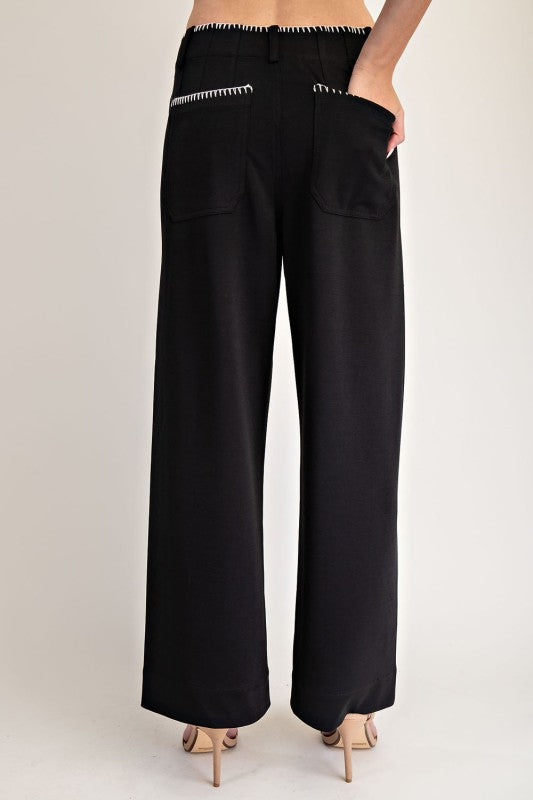 Black Whipstitch Vest & Pant Set