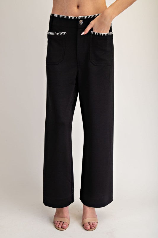 Black Whipstitch Vest & Pant Set