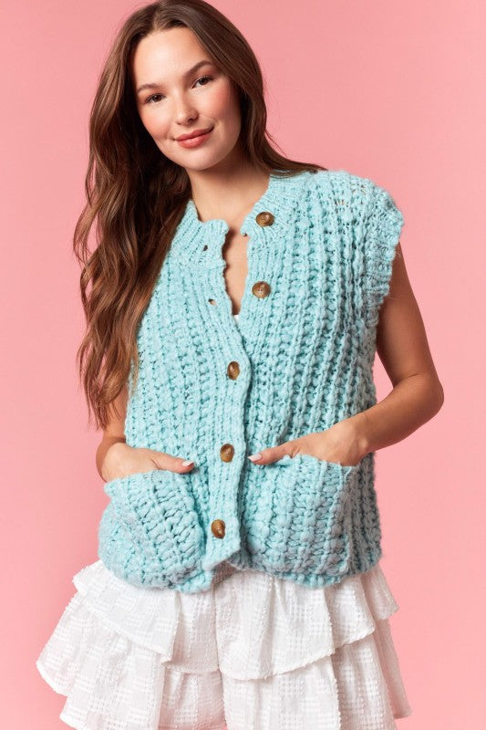 Mint Chunky Sweater Vest