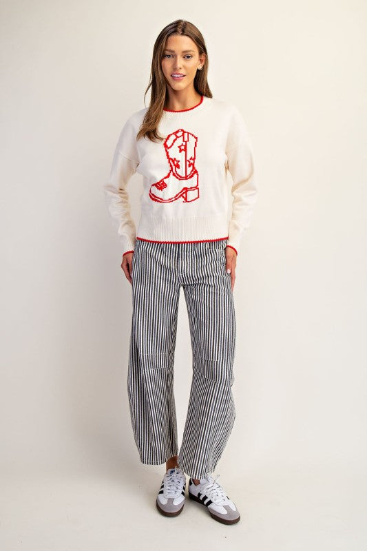 Pixelated Cowgirl Boot Sweater