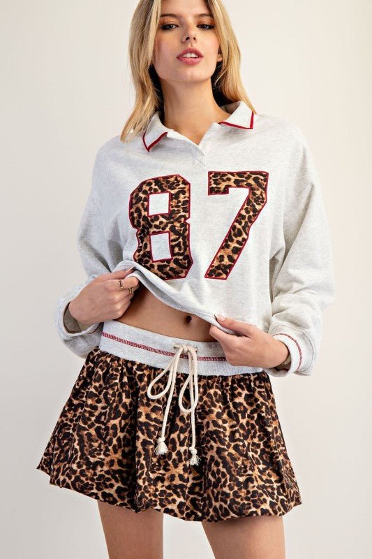 Leopard Bubble Skirt & Sweatshirt Set