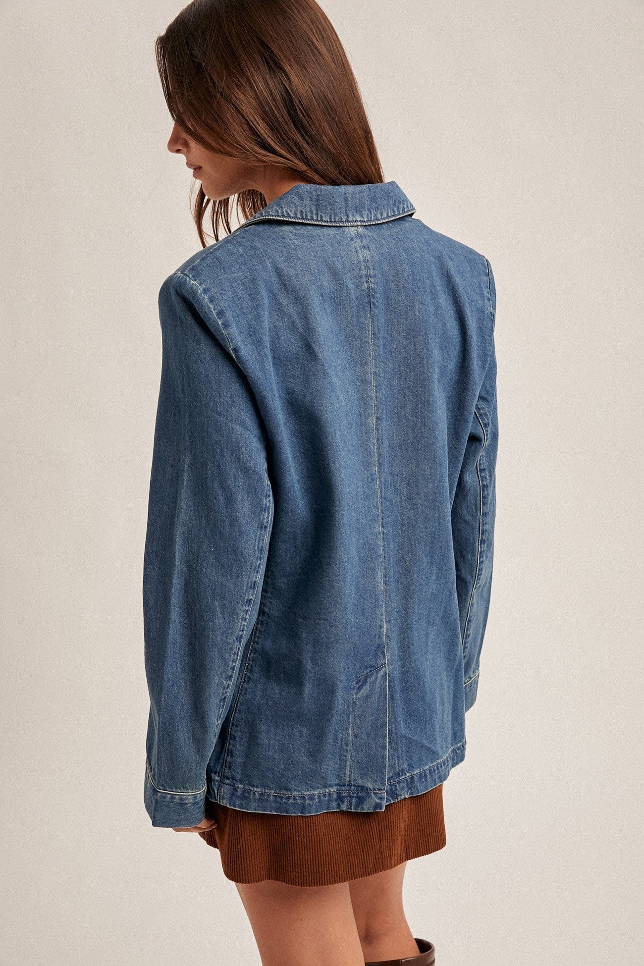 Denim Single Breasted Blazer