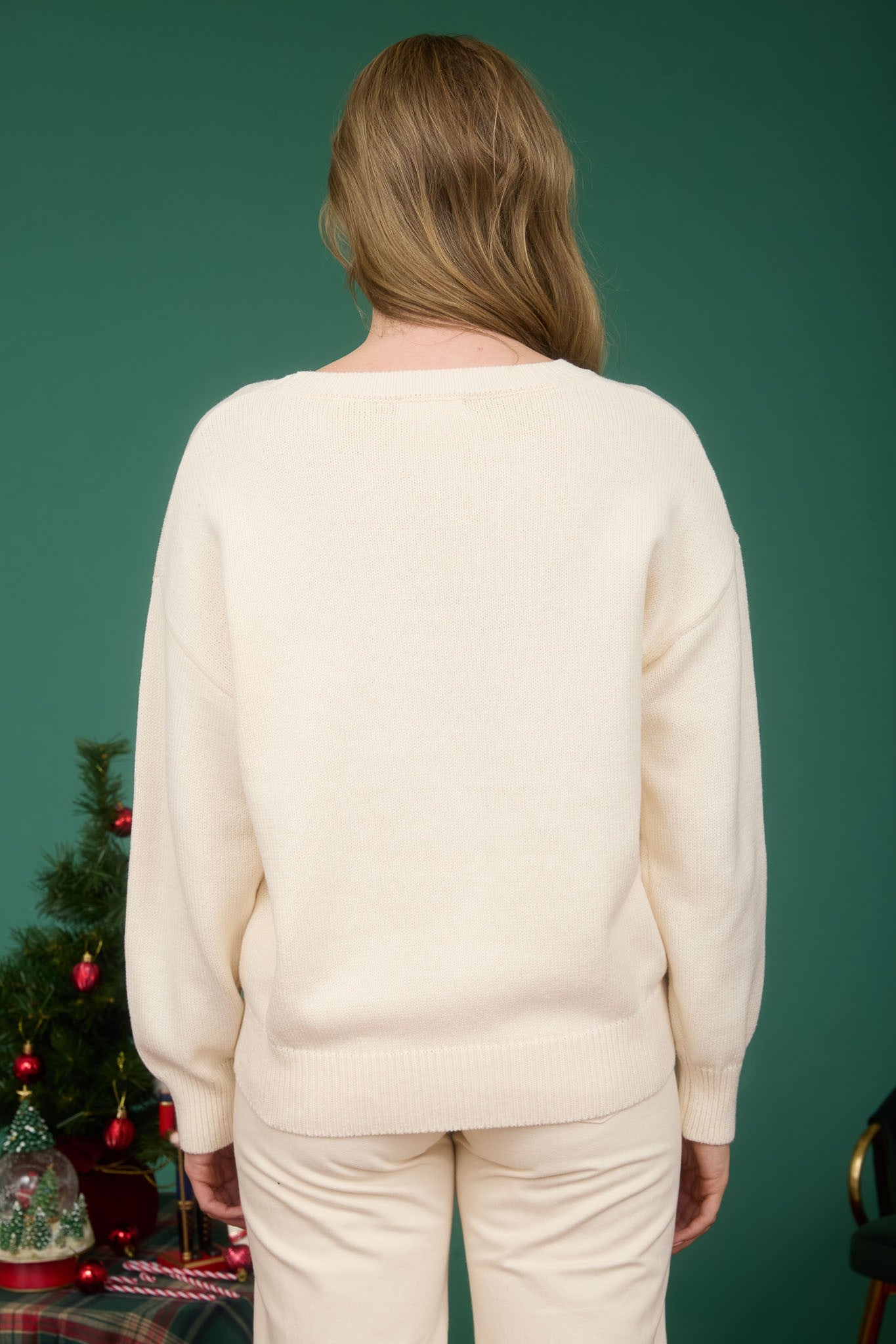 Cream Teddy Bear Jacquard Sweater