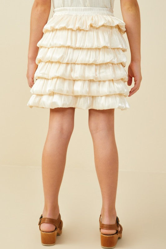 Girls Textured Tiered Shimmery Skirt
