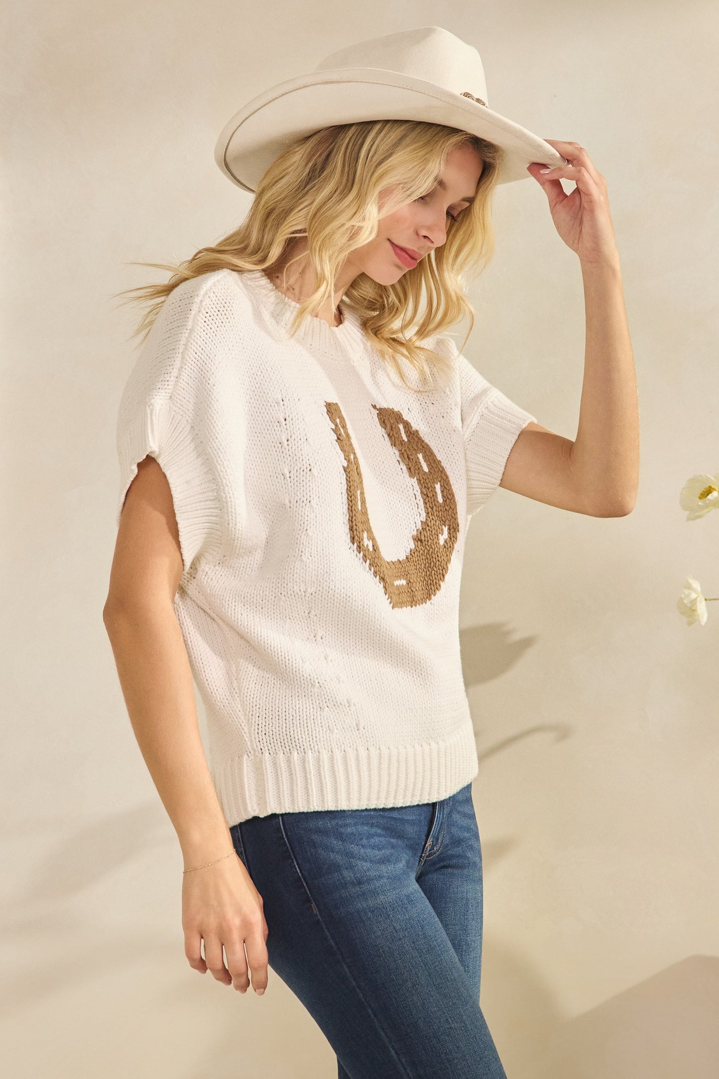 Horseshoe Western Knit Pullover Sweater