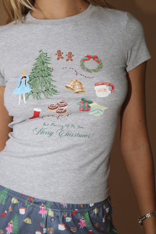 Merry Christmas Holiday Icon Graphic Baby Tee