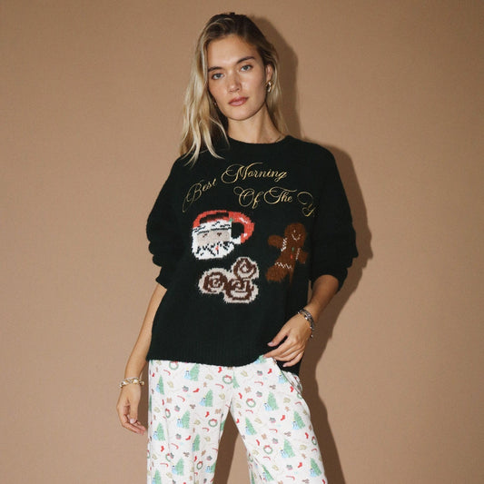 Deep Green Best Morning of the Year Sweater