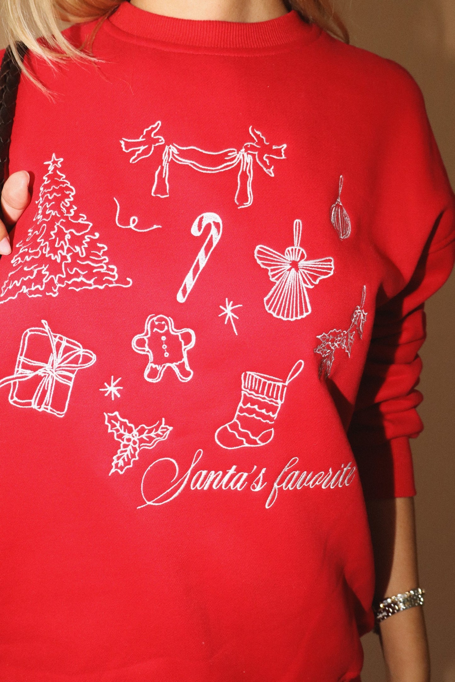 Santas Favorite Holiday Embroidered Sweatshirt