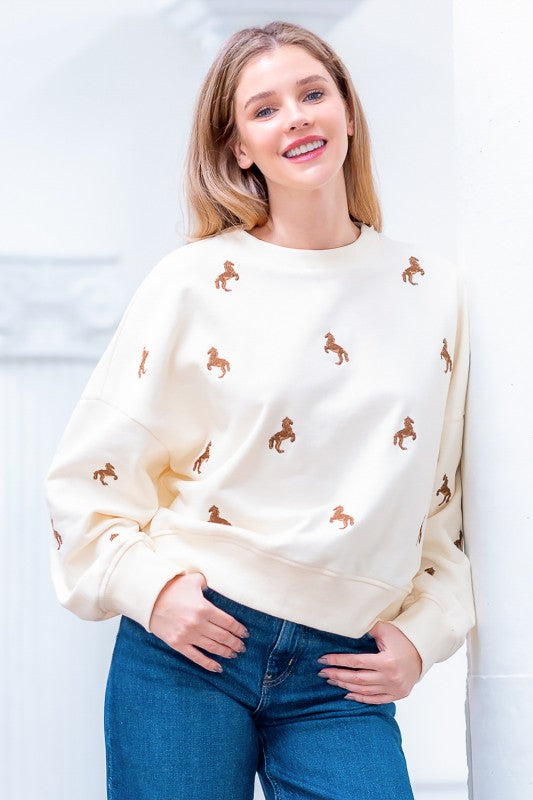 Horse Embroidered Sweatshirt