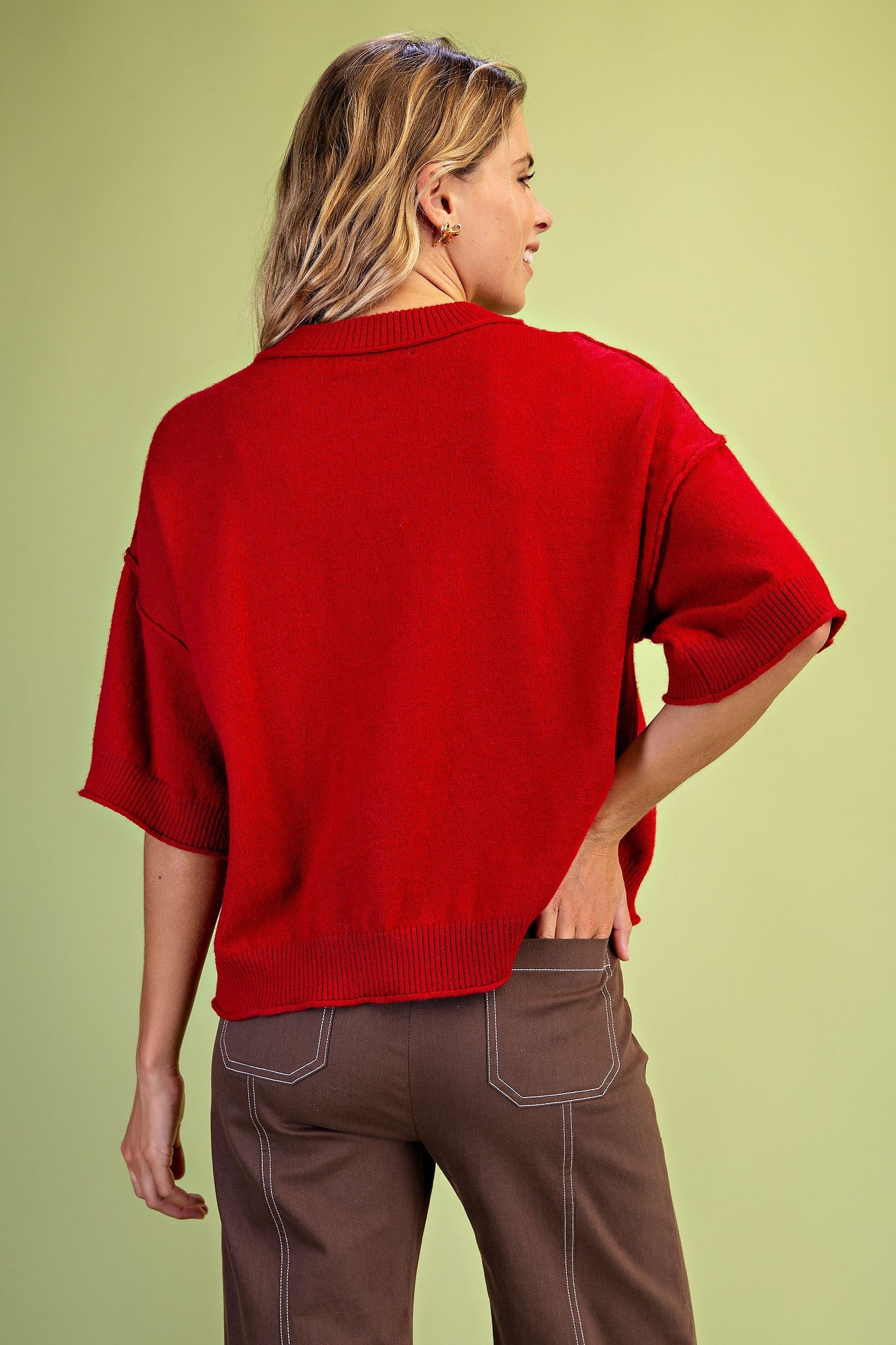 Horse Motif Red Sweater