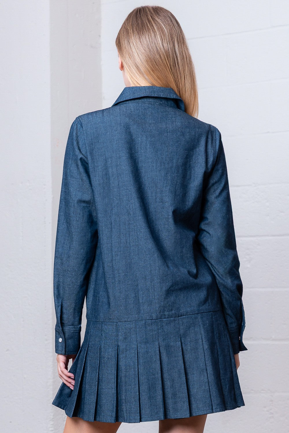 Western Embroidered Denim Shirt Dress