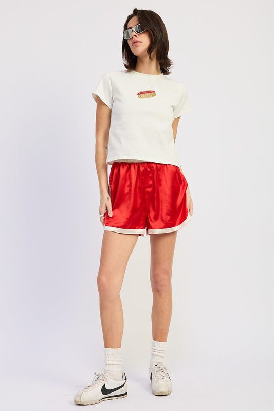 Red Satin Dolphin Shorts