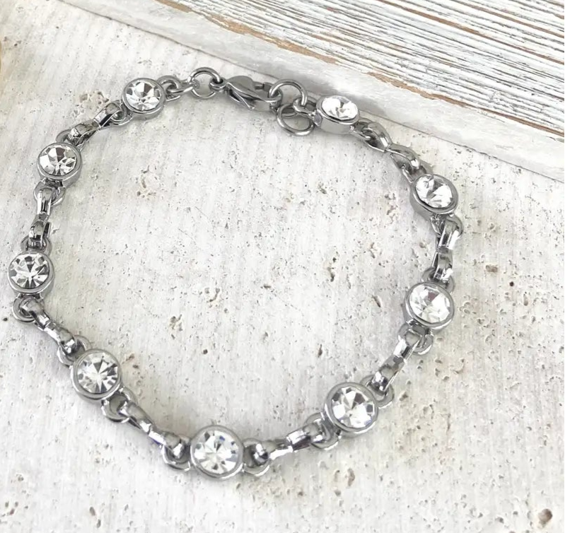 Simple Silver & Crystal Bracelet