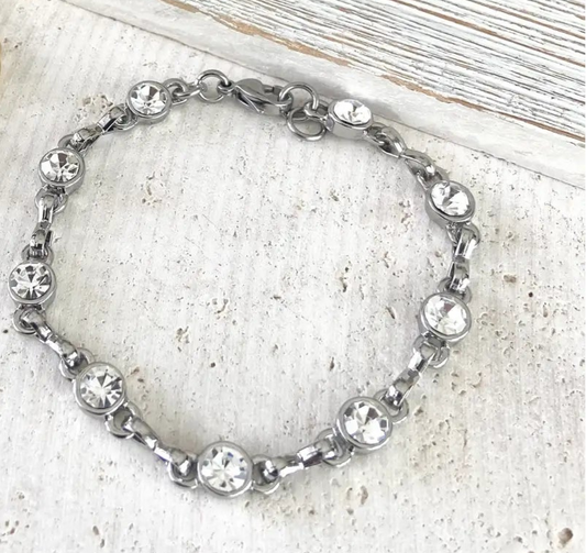 Simple Silver & Crystal Bracelet