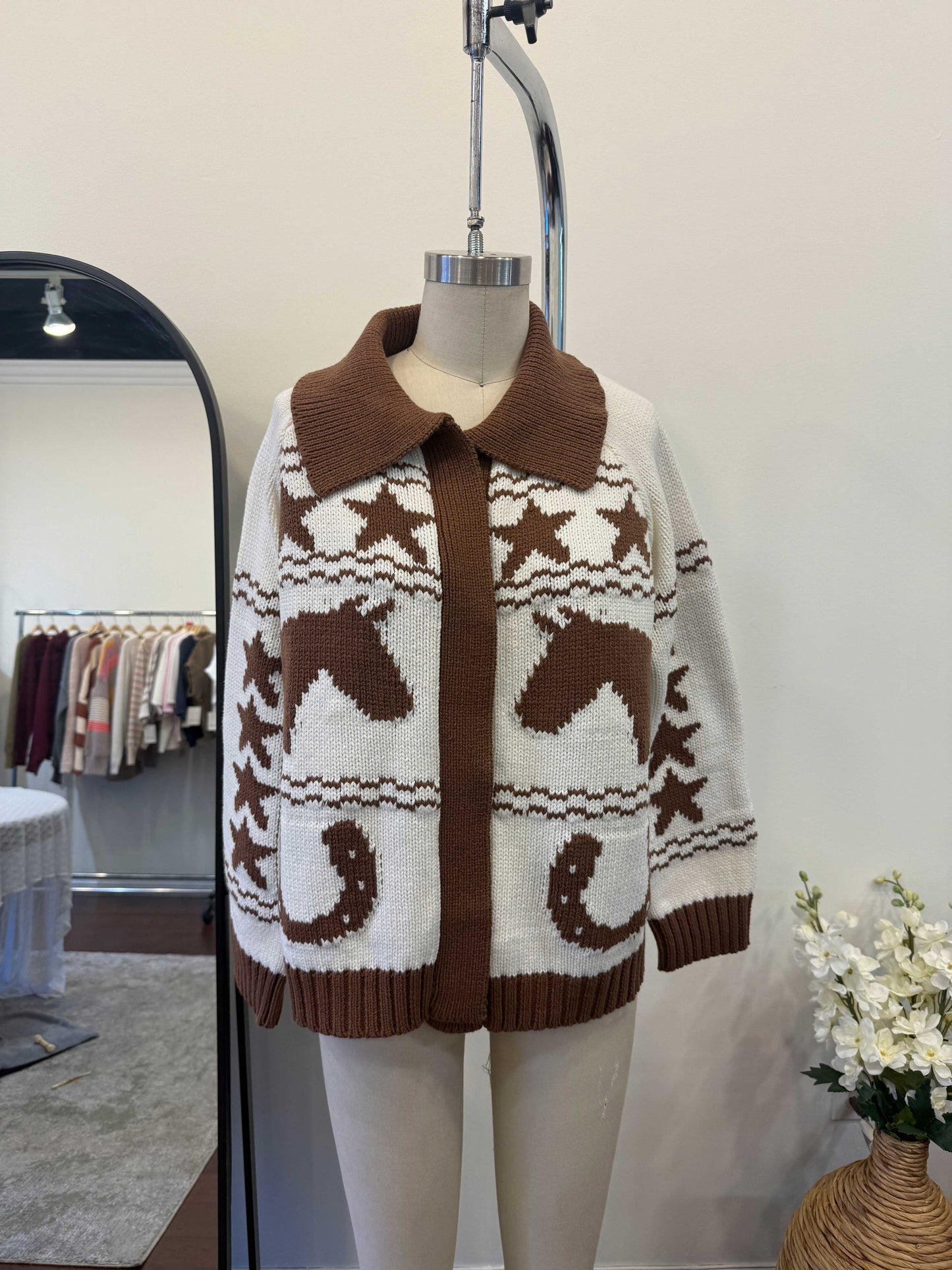 Star, Horse, & Horseshoe Open Cardigan