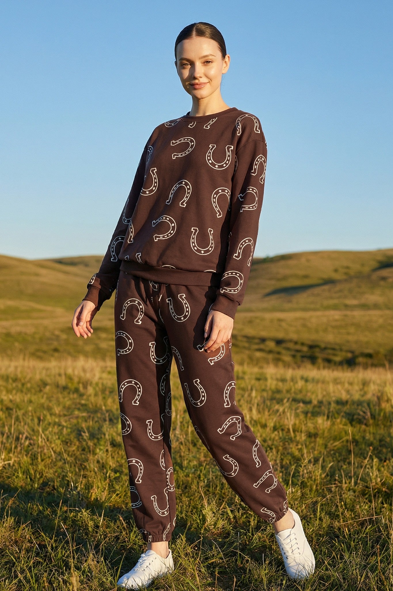 Horseshoe Print Matching Pant Set