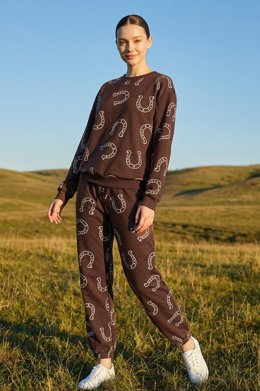 Horseshoe Print Matching Pant Set
