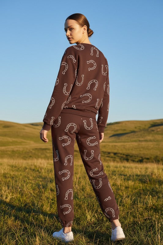 Horseshoe Print Matching Pant Set