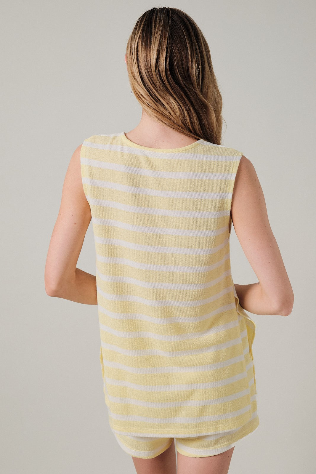 Butter Striped Side Slit Tunic & Short Set