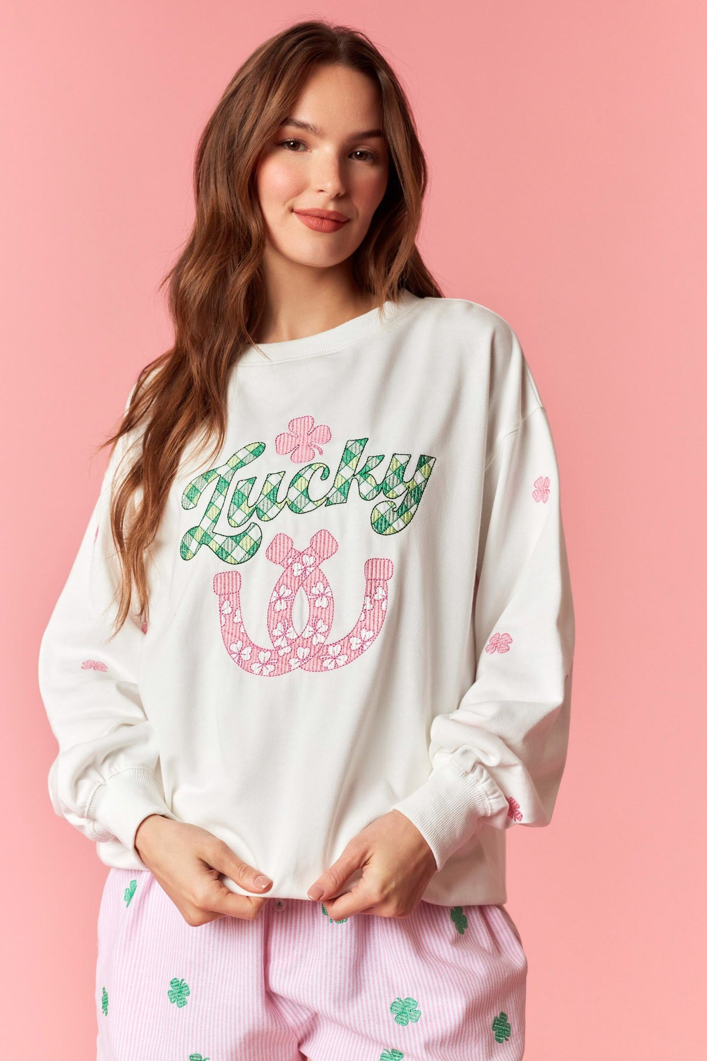 Lucky Clover Embroidered Sweatshirt