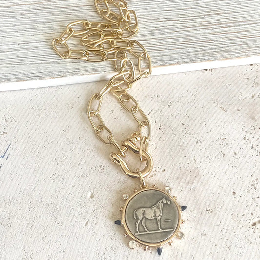 Horse Coin Shackle Necklace