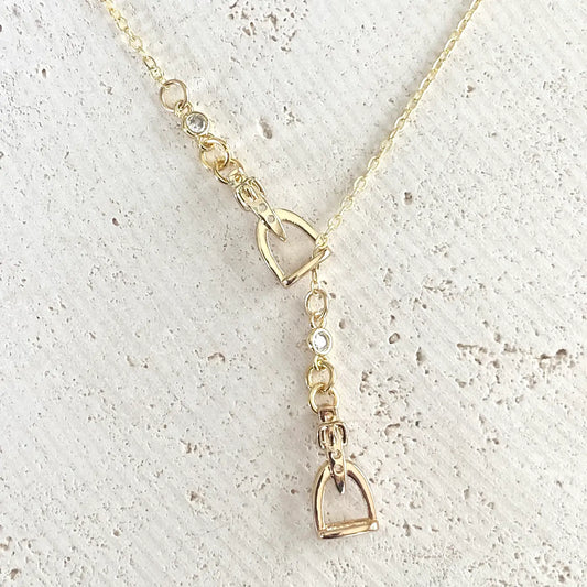 Gold "Y" Stirrup Necklace