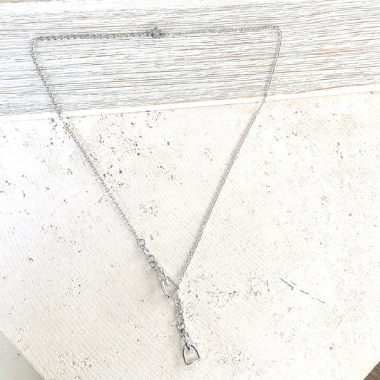 Silver "Y" Stirrup Necklace