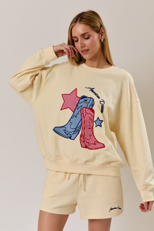 American Dream Boots Graphic Sweatshirt & Short Set