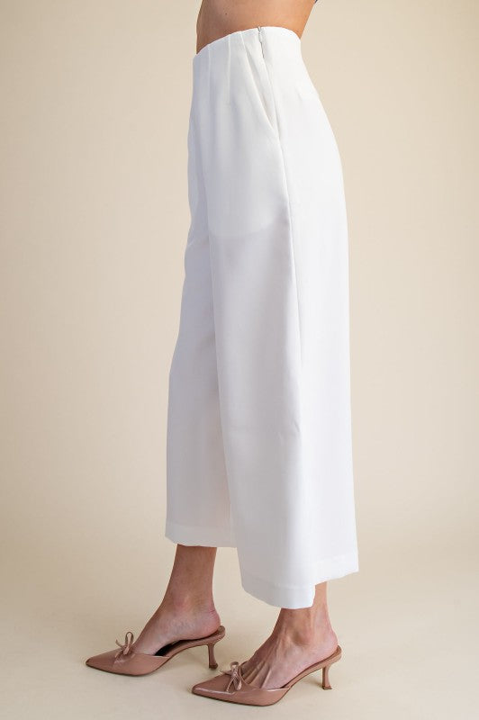 White High Waist Culottes Pants