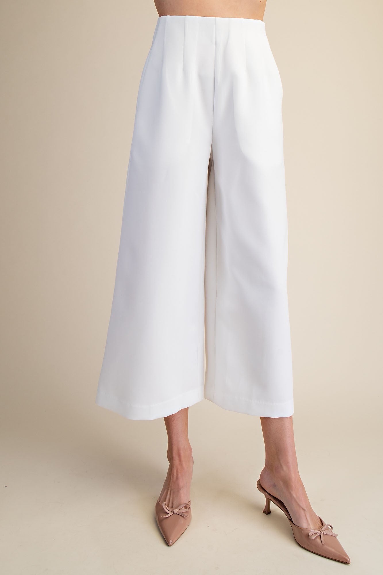 White High Waist Culottes Pants
