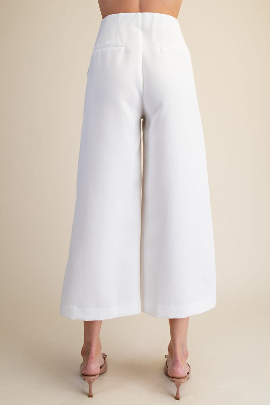White High Waist Culottes Pants