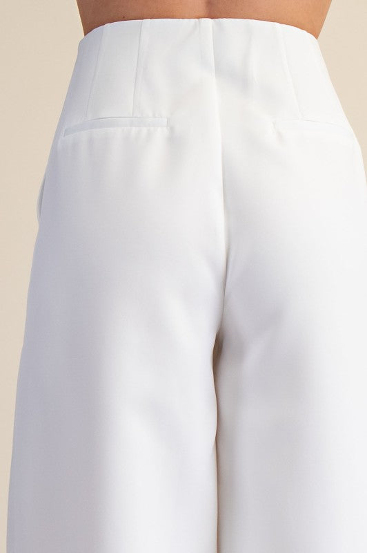 White High Waist Culottes Pants