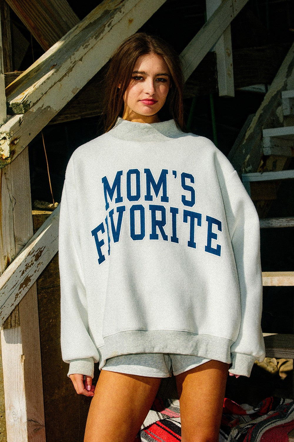 Moms/Dads Favorite Reversible Mock Neck Sweatshirt