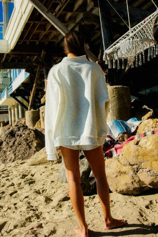'In My Lucky Girl Era' Print Reversible Mock Neck Sweatshirt