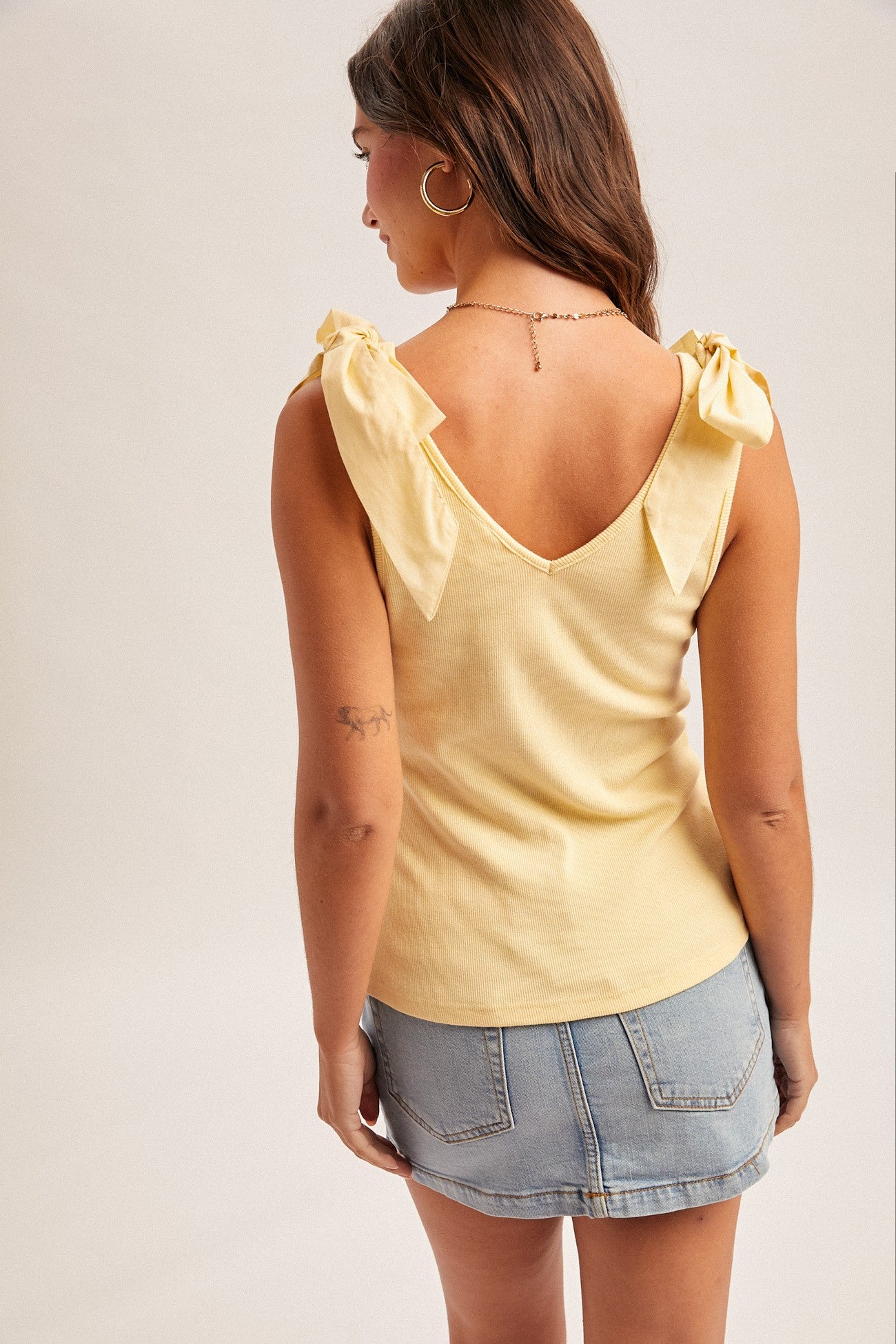 Butter Bow Tie Ribbed Tank
