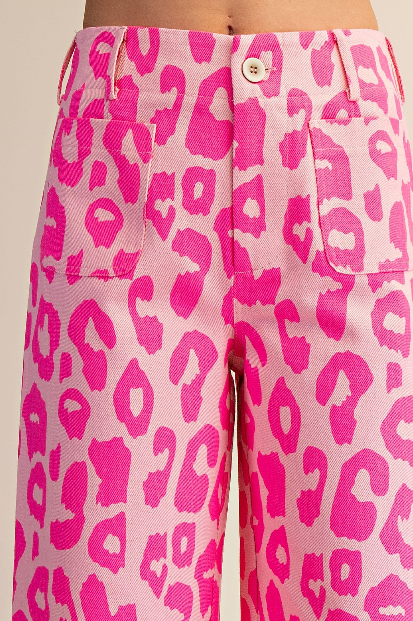 Hot Pink Leopard Colette Cropped Wide-Leg Pants