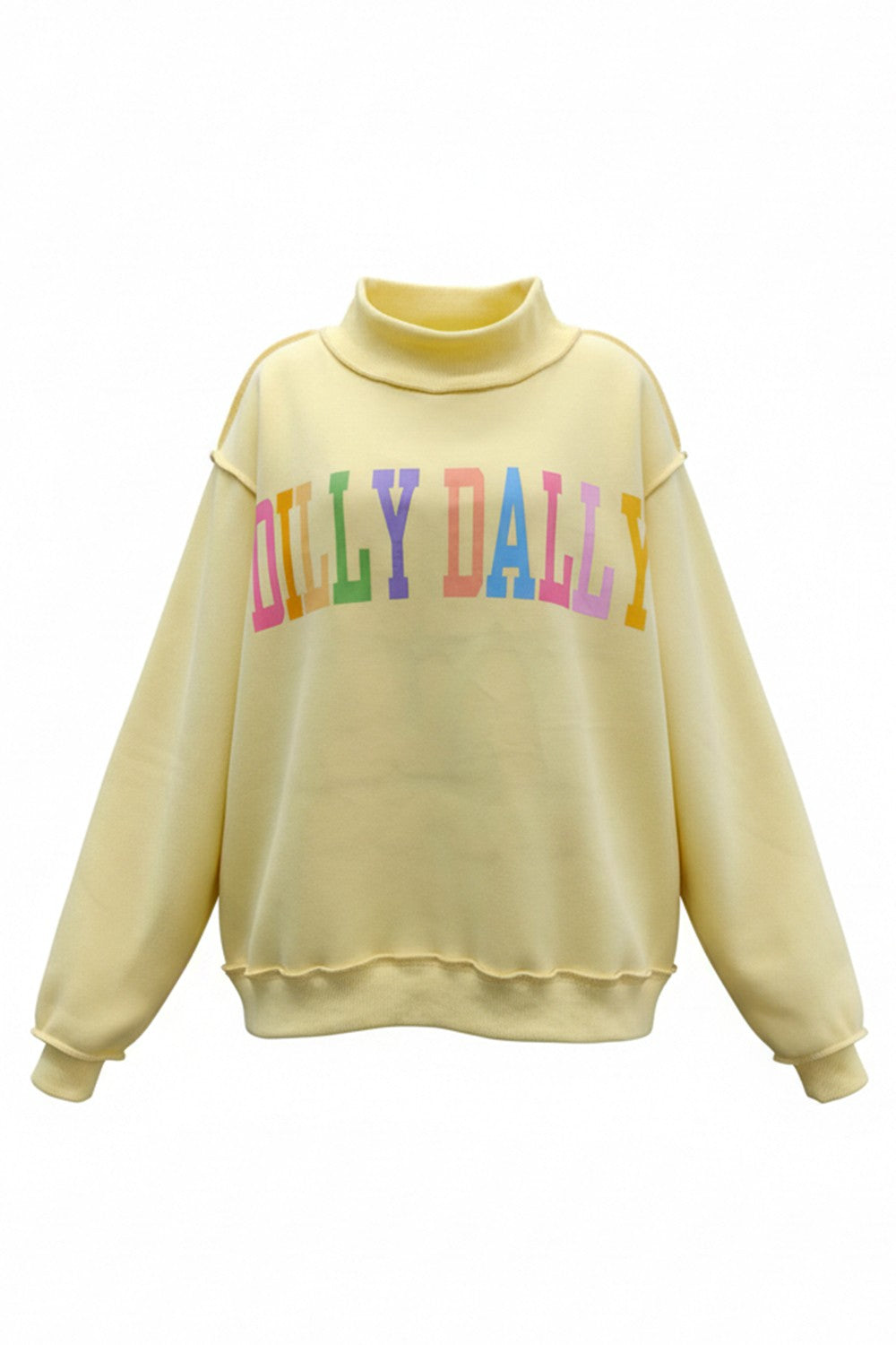 Dilly Dally Rainbow Reversible Mock Neck Sweatshirt