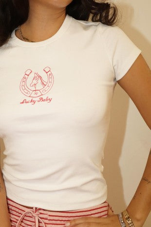 Lucky Baby Horseshoe Graphic Fitted Tee
