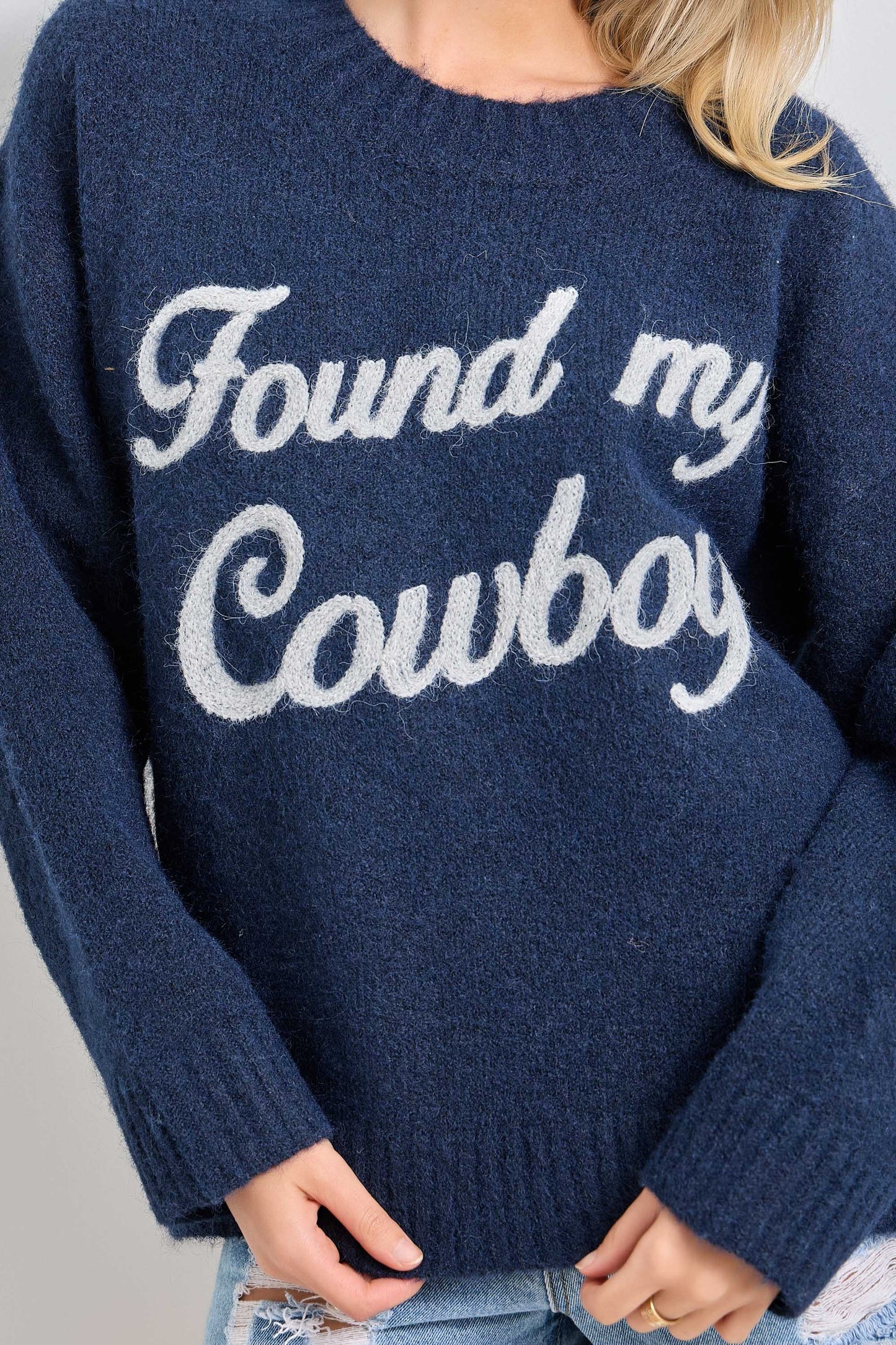 "Found My Cowboy" Navy Sweater