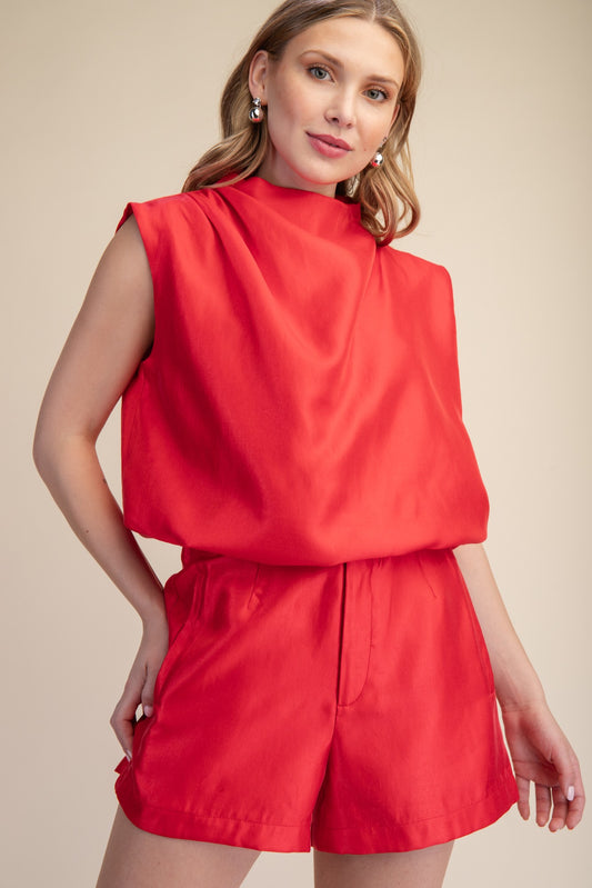 Red Bubble Top & Shorts Set