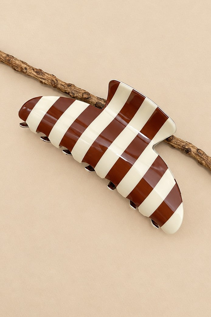 Brown Stripe French Hair Clip
