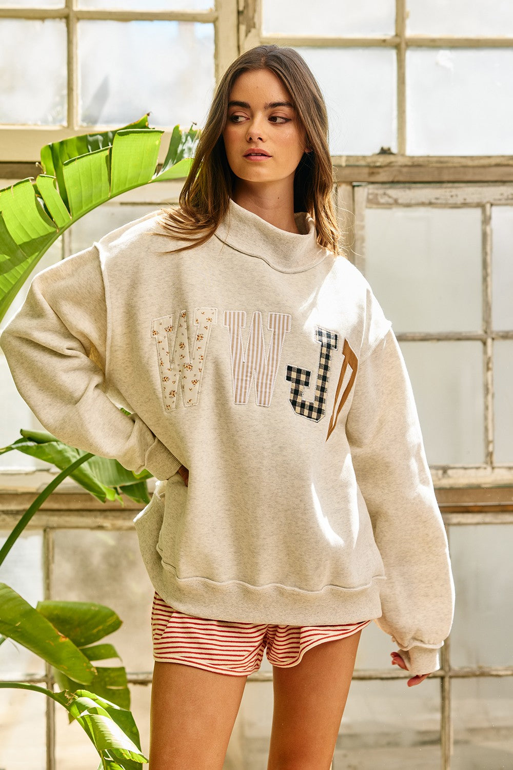 Embroidered WWJD Ash Grey Sweatshirt