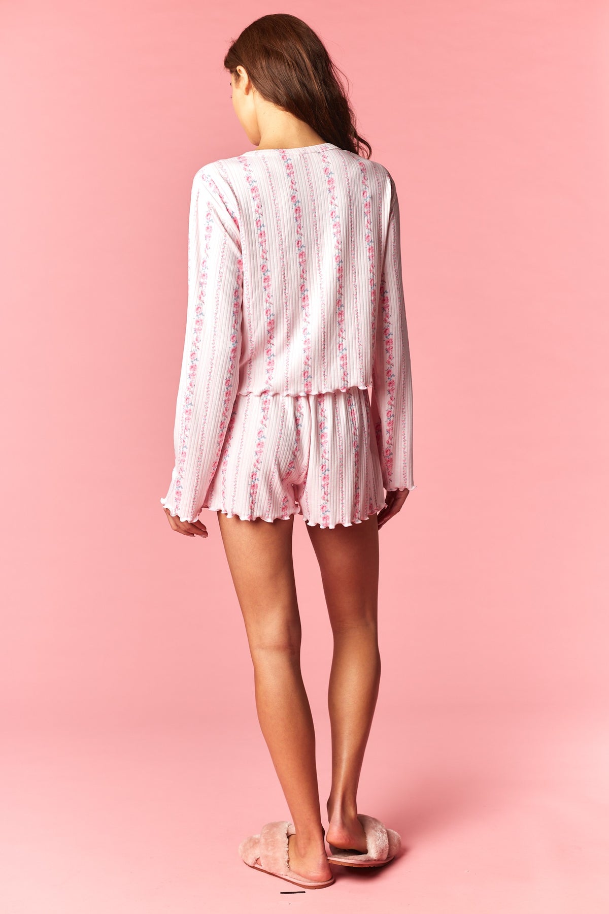Blush Floral Ribbed Lounge Set