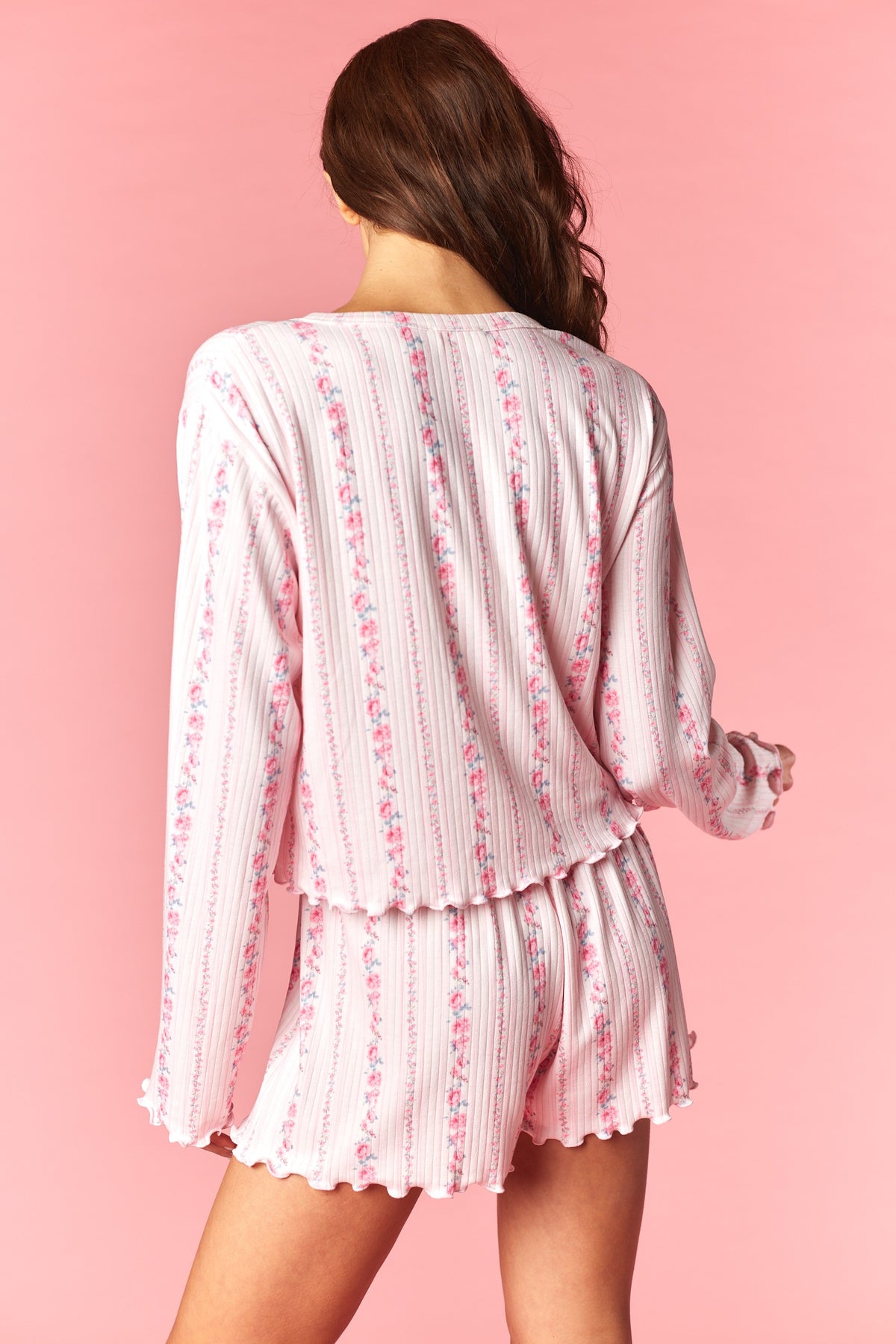 Blush Floral Ribbed Lounge Set
