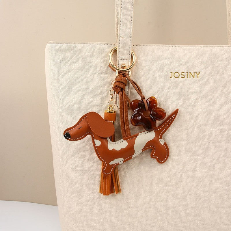 Dapple Dachshund Vegan Leather Keychain