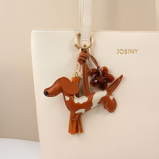 Dapple Dachshund Vegan Leather Keychain